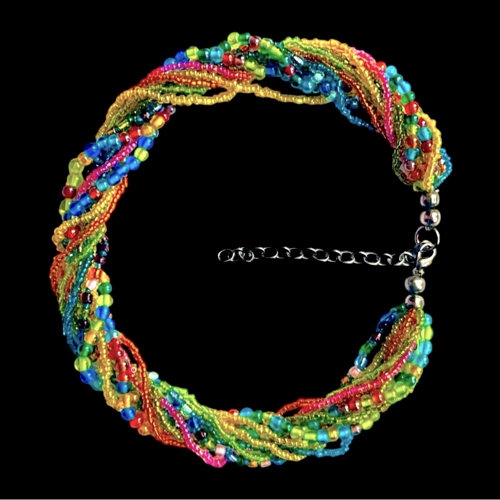 Multi color Multi stranded Colorful & Vibrant Beaded Necklace - Picture 3 of 3